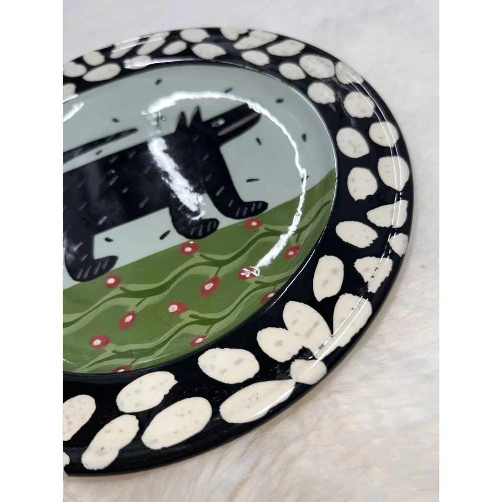 Droll Designs Dog Hand Painted Signed Animal Plate 11.25